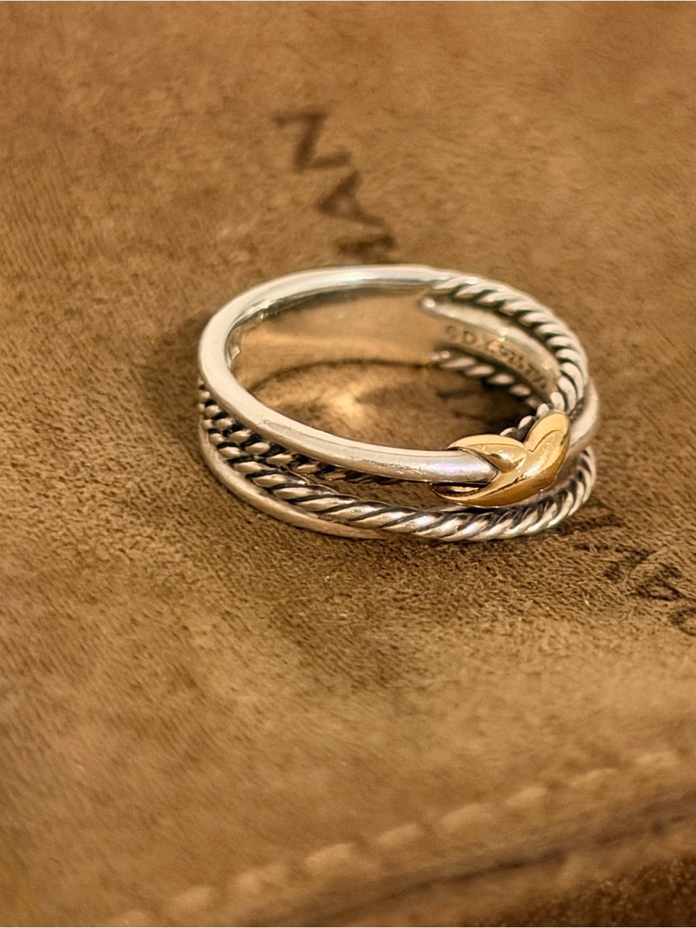 X CROSSOVER BAND RING
Sterling Silver with 18K Yellow Gold, 6mm